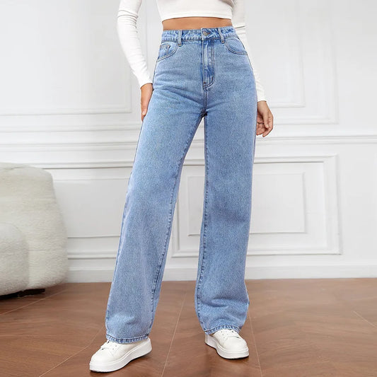 High Waist Wide Leg Denim Jeans